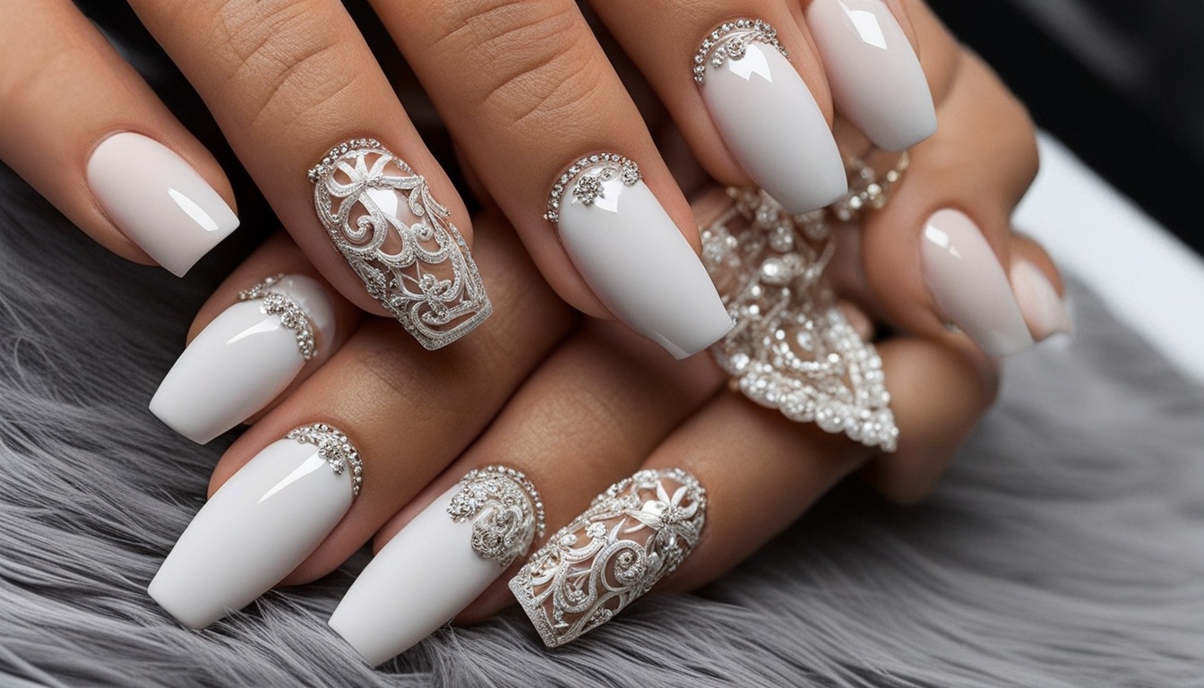 unhas decoradas no branco